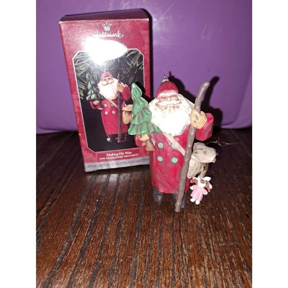 Vintage 98 Hallmark Keepsake Making His Way Folk Art Christmas Holiday Ornament